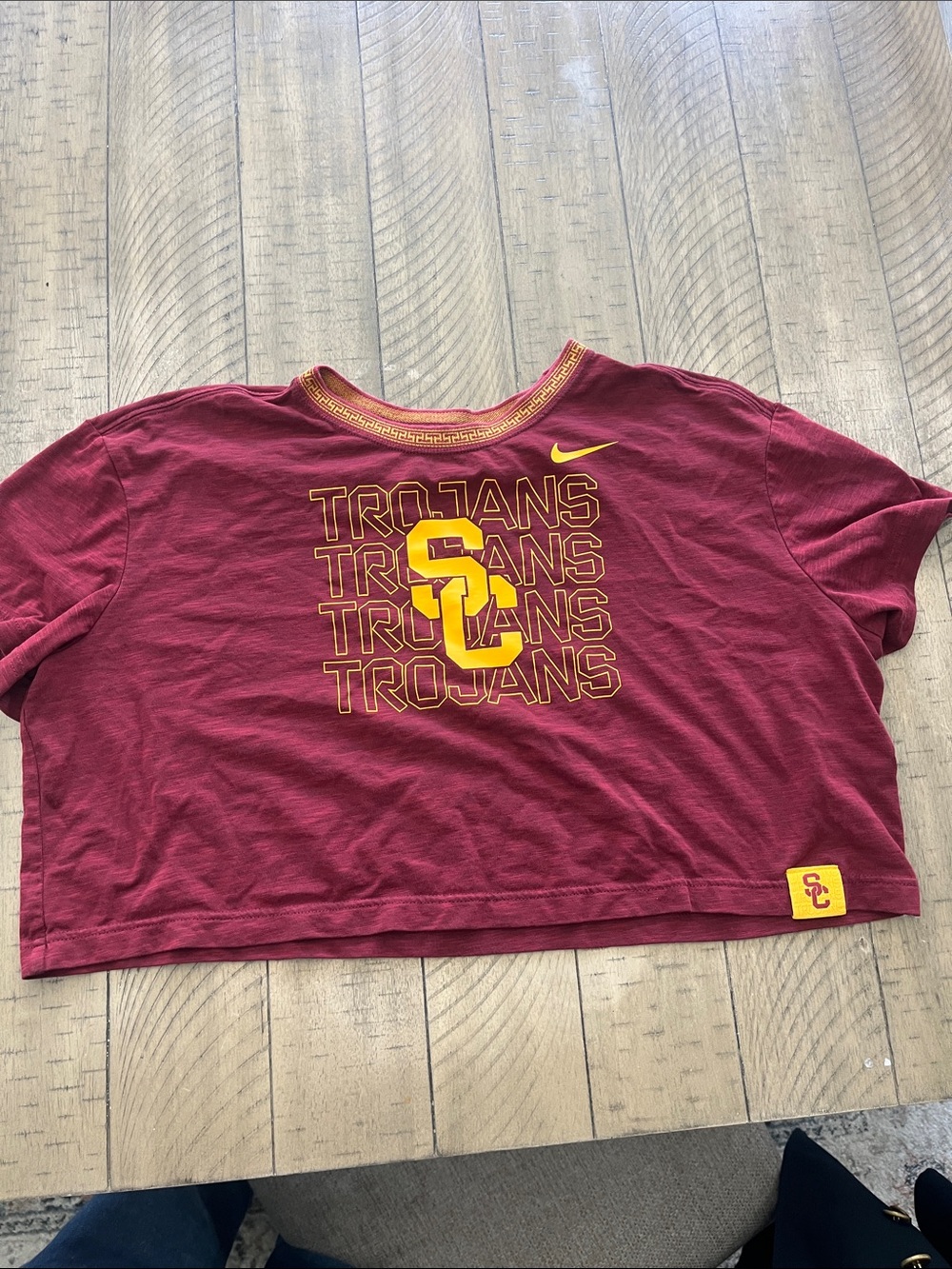 Nike USC Cardinal Slub Ringer PerformanceTee - Maroon & Gold Sz L